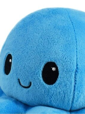 TeeTurtle Reversible Octopus Plush Toy, Pink & Blue Happy & Angry